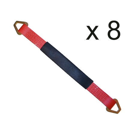 Tie 4 Safe 2" x 72" Axle Straps w/ Sleeve & D Rings, WLL: 3, 333 lbs., PK8 RT41A-72M18-R-C-8